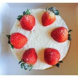 ganache on top Vanilla Strawberry Cake $18