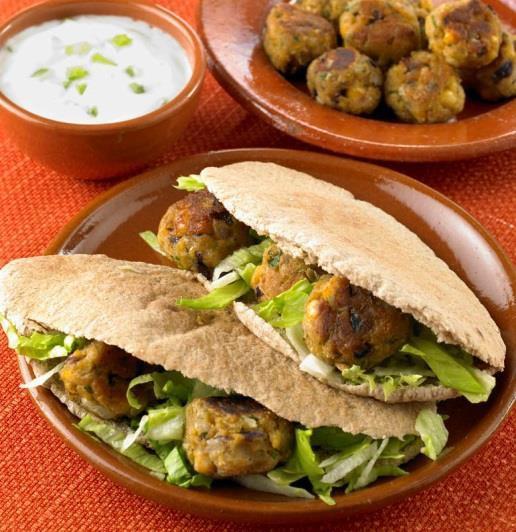 Falafels Sunflower oil for greasing 1 small red onion 2 cloves garlic 1 x 400g can chickpeas Small bunch parsley OR coriander 1 x 5ml spoon ground cumin ¼ x 5ml spoon chilli powder (optional) 1 x 5ml
