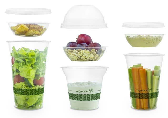 COLD CUPS Strong and light. Perfect for cold drinks, salads, snacks and more. Our 2-4oz portion pots fit Vegware slim cups as an insert for snack combos, and our standard cups now have a 3oz insert.