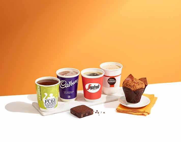GREAT VALUE HOT DRINK DEAL A HOT DRINK AND A MUFFIN OR BROWNIE 4 / 4,50 SAVE up to /,50 First some coffee!