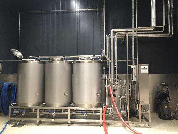 For information: CIP-system in the middle sized brewery: This is the heart of the brewery The CIP-system (normally 3-vessel