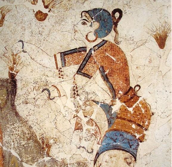 two women in a fragmentary Minoan