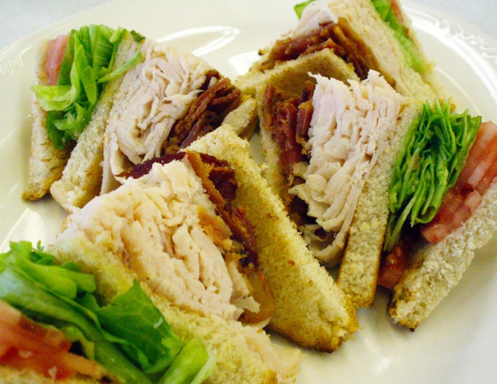 Grilled Chicken Club grilled chicken, lettuce, tomato, bacon, mayonnaise Roasted Turkey Club 9.50 home-roasted turkey, lettuce, tomato, bacon, mayonnaise Roast Beef Club 9.