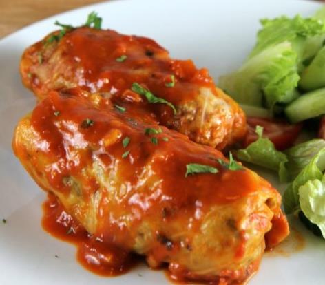 Cabbage Rolls Number of Servings: 6 Serving Size: 2 rolls 1 head green cabbage 1.