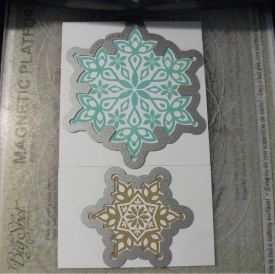 2  out stamped Baked Brown Sugar snowflake image on