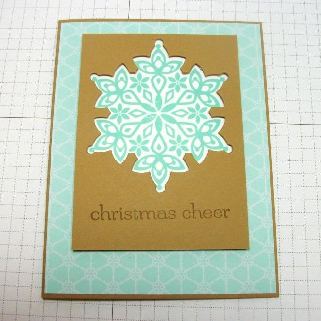 Dimensional Baked Brown Sugar/stamped snowflake panel to card front, adding double dimensionals on
