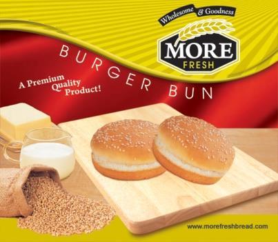 Burger Bun Main Ingredients: Refined Flour, Sugar, Salt, Vegetable Oil, Sesame Seeds, Yeast & Preservatives.
