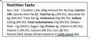 Ingredients and Nutrition Information Winter/Spring 2018