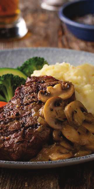 t he classics Freshly Grilled Steaks classic sirloin Fresh Canadian AAA 8 oz. sirloin grilled to your liking and basted with garlic butter. Served with your choice of side and freshly steamed veggies.
