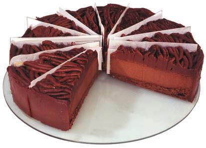 A dense fudgy chocolate cake base generously layered with chocolate