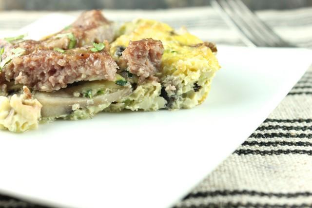 Meal # 17 Sausage and Zucchini Breakfast Casserole Number of servings 2 Approximate cooking time: 75 minutes Calories 471, Fat 30g Carbohydrates 11g, Protein 41g 1 1 /2 medium zucchini, trimmed 2