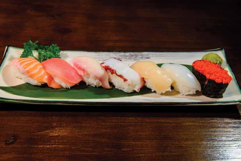 SUSHI Each Order is 2pcs Salmon Yellowtail Tuna Squid Flying Fish Roe Roasted Scallop Roasted Salmon