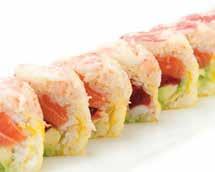 95 Spicy crab stick & asparagus, tempura crunch onion, topped w. avocado, tobiko eel sauce, spicy mayo Mulan Roll C30. Luxury Roll C21. Tiger Roll C31.