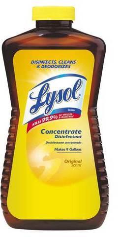 a drop or two of Lysol Concentrate to prevent mildew. (This should be about 12 oz. water; 1 oz.