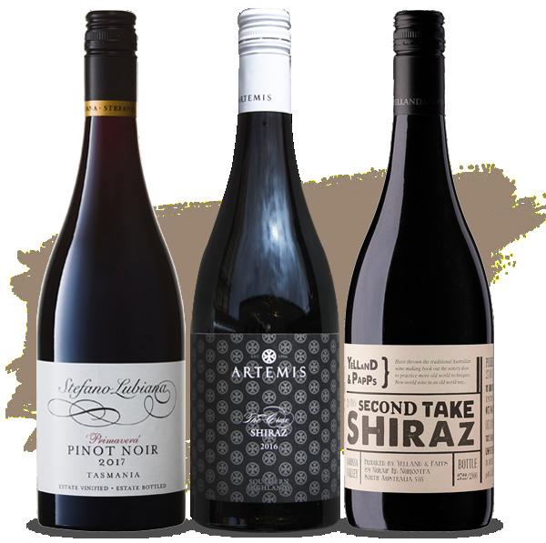 Stefano Lubiana Pinot Noir, TAS Artemis The Crux Shiraz, NSW Yelland & Papps Second Take Shiraz, SA DINNER PARTY SELECTION The ultimate dinner party selection, these boutique