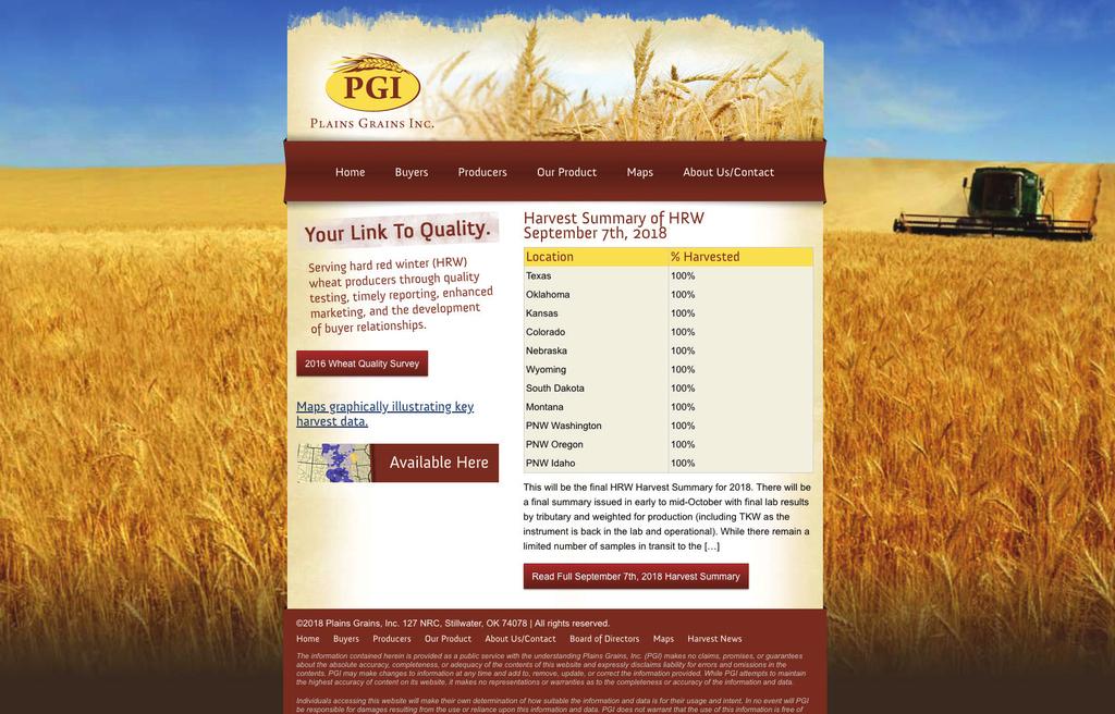 University Division of Agricultural Sciences and Natural Resources. Plains Grains Inc. marketing goals to have quality data for the entire HRW wheat production area.