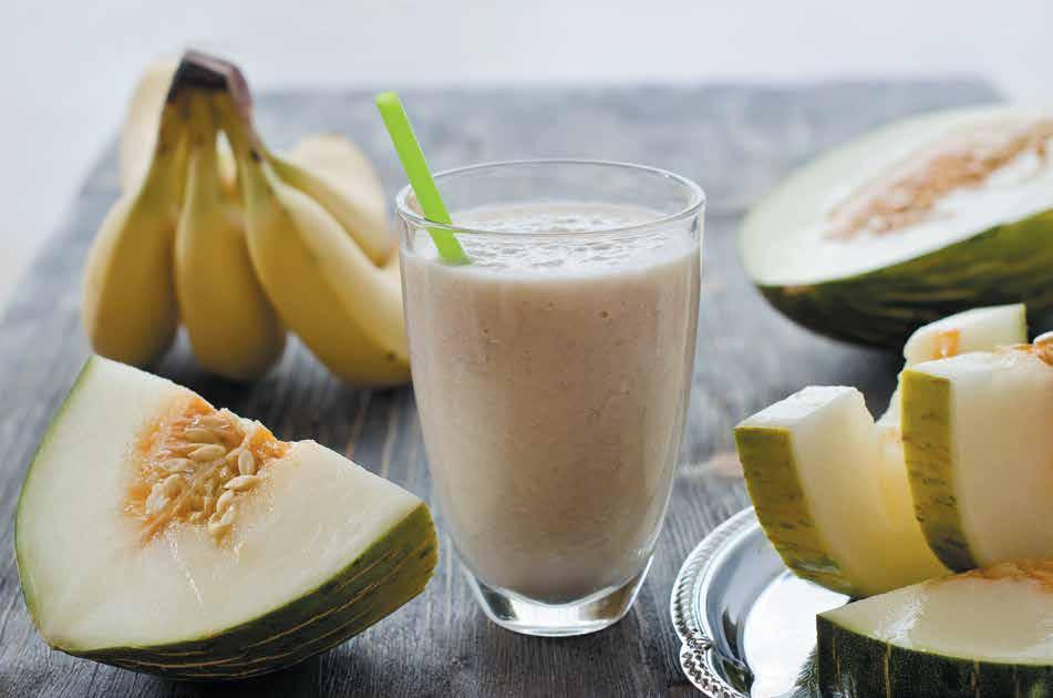 Almonds Non-fat Milk Mince banana, melon, and almonds and mix with milk Using a large spoon or ladle, carefully put the mixture into the USHA