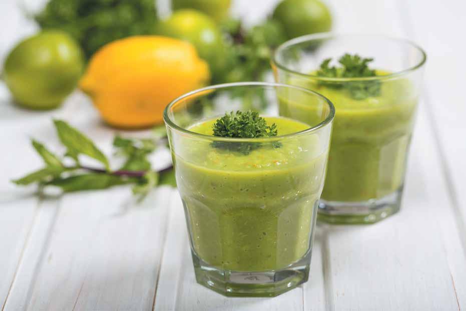GREEN SMOOTHIE Remove apple stem and cut into chunks Remove lemon peel and cut into chunks 4. Mince kale leaves, romaine lettuce, bok 5.