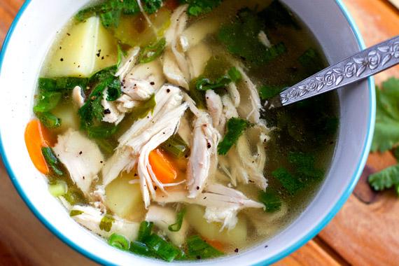 HEALING CHICKEN VEGETABLE SOUP 1 whole chicken, cooked and shredded 2 32 oz boxes low sodium chicken broth 1 large onion, chopped 1 small bell pepper, chopped 2 carrots, sliced 2 stalks of celery,