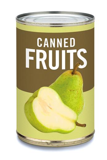Fruits Any brand canned, jarred or multi-pack with no added sugars, fats, oils or sodium (salt) Examples: Mandarin Oranges, Peaches and Pears in 100% juice, Pineapple in its own juice, Unsweetened