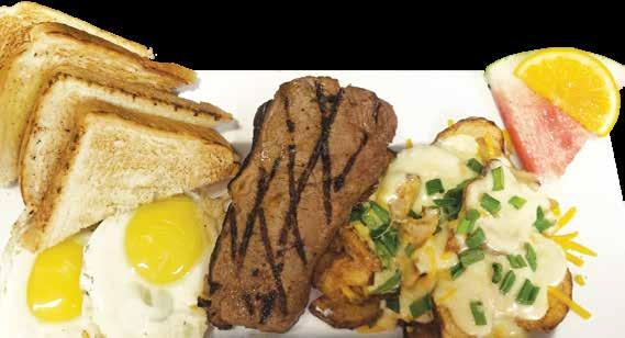 the loft specialties breakfast served all day HOMESTYLE BREAKFAST 2 eggs - 12 1 /2 3 eggs - 13 1 /2 eggs, any style, served with toast & hash browns, or pancakes and your choice of svf breakfast