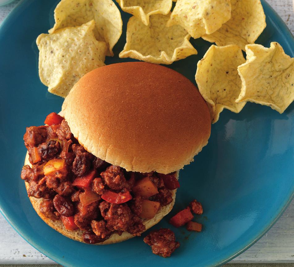 Sweet and Sloppy Joe Time - 35 to 40 pound Ground Beef cup small diced bell peppers, ¼ to ½ inch (red, green, yellow or orange) ½ cup chopped onion can (8 ounces) tomato sauce ½ cup water ½ cup