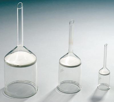 Equipment D. Filters Sintered glass filters These do not shed fibers, are easy to clean and can be used for substances which attack filter paper such as potassium permanganate and zinc chloride.