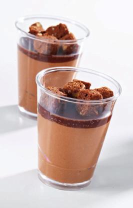 1 oz/30 g each A decadent verrine assortment, including a chocolate mousse verrine topped with dark