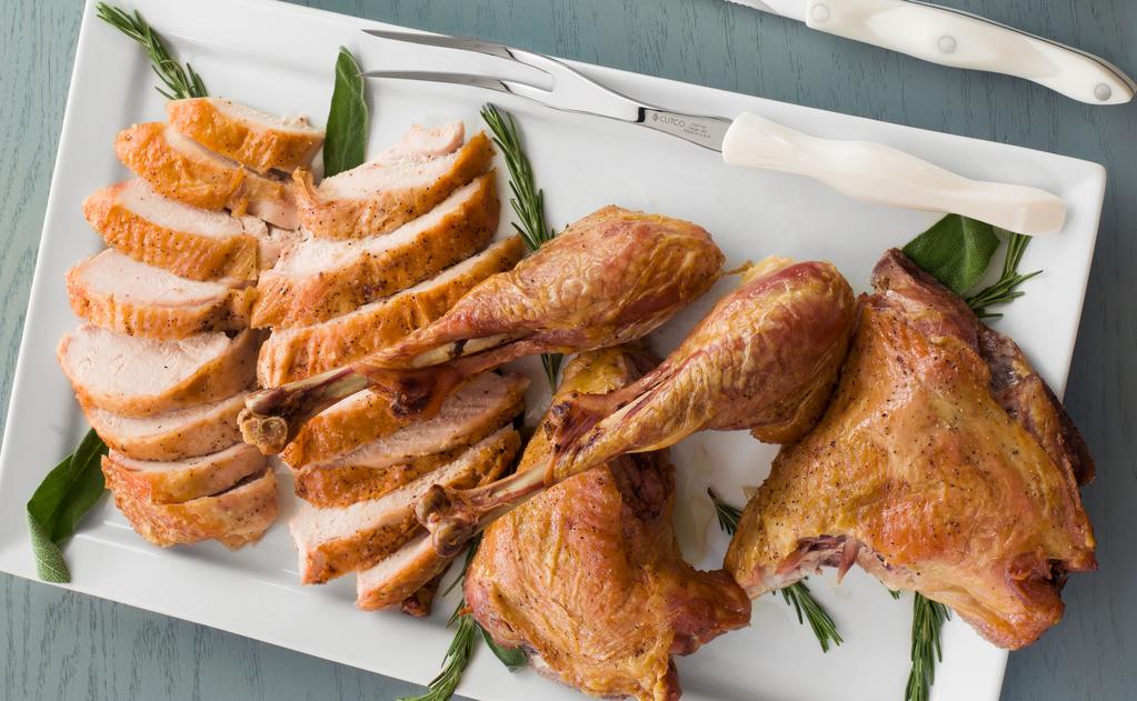 For Carving A spatchcocked turkey requires a slightly different carving technique than a bird cooked the traditional way, but the basic approach remains the same: Remove the legs and wings, and then