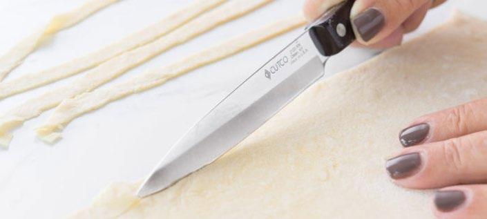 Method 2 Use a paring knife to cut strips of noodles to your desired width from the rolled out dough.