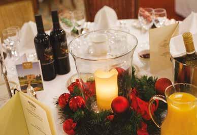 Champagne on arrival Three courses of delicious festive fayre Cracker and novelties Half a bottle of wine Coffee