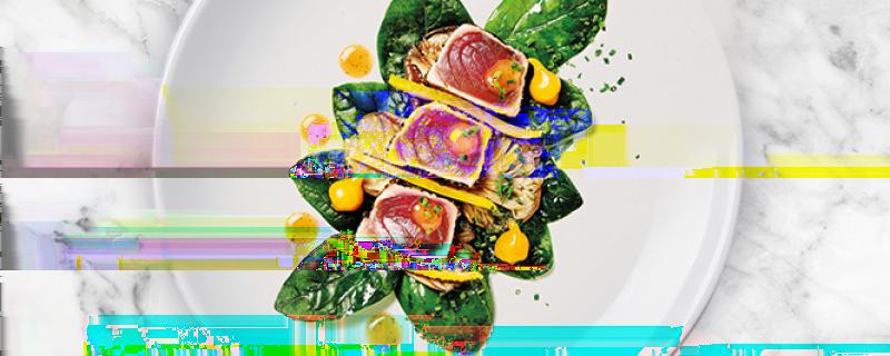 SEARED TUNA WITH OYSTER MUSHROOMS AND FRENCH VINAIGRETTE Friday 12th October COOK TIME PREP TIME SERVES 00:10:00 00:15:00 4 Fresh tuna, oyster mushrooms, scorched yellow peppers and a splash of Knorr