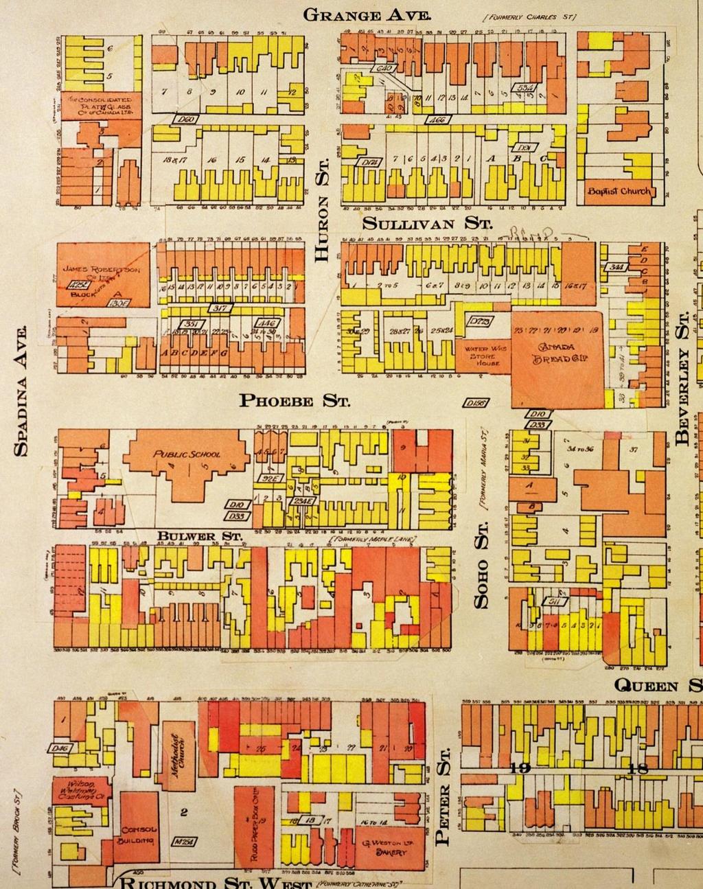 Goad s Fire Map of Toronto from 1913 is one of the few maps that shows both the original Weston Model Bakery on Soho and Phoebe Streets and the new Biscuit Factory on Peter