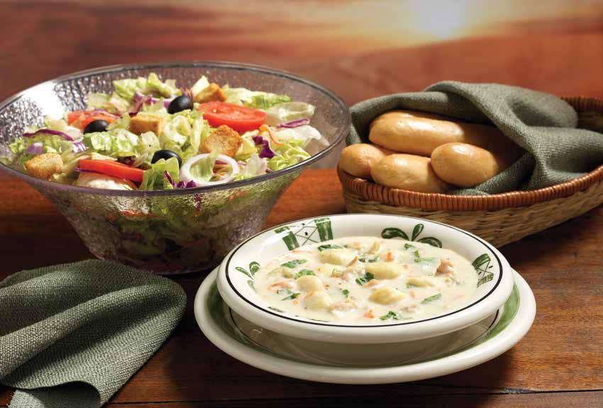 U nlimited Soup or Salad & Breadsticks Welcome Our recipe for a great italian meal is simple: Great food shared with great company.