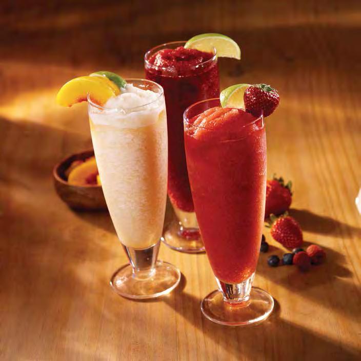 Pick from our exotic frozen flavors of Strawberry, Mango or Peach.