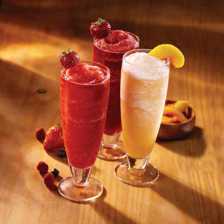 frozen blend of Bellini and fresh fruits. Select from two sophisticated options of Peach or Strawberry.