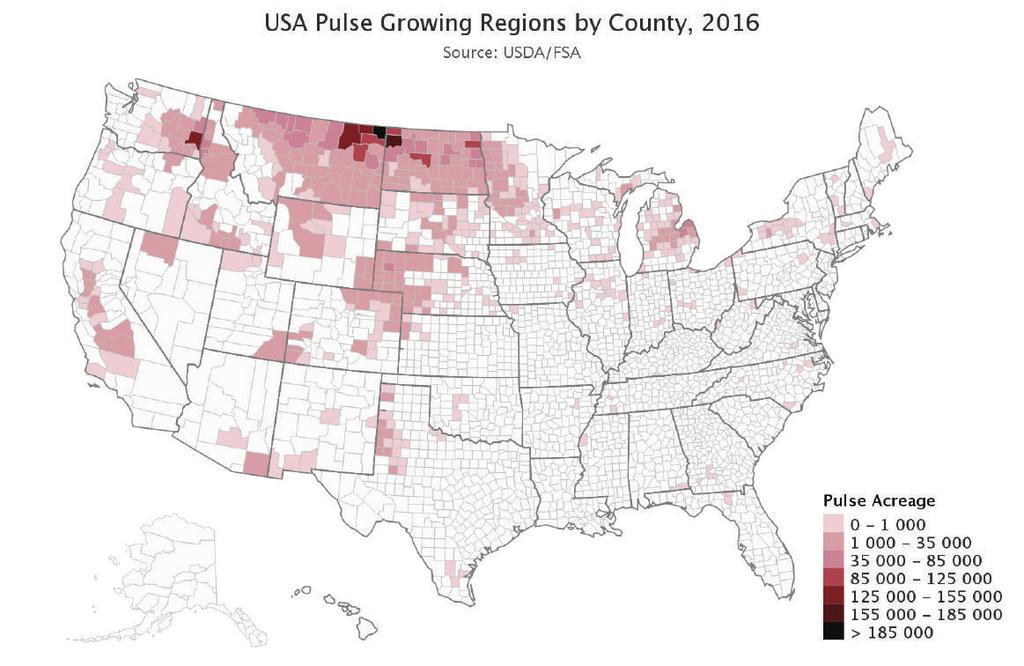 USA Pulse Production Report USA Pulse Growing Regions by County, SOURCE: USDA/FAS TOTAL