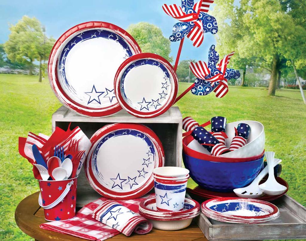 & OCCASIONS ROUND PAPER ENSEMBLES STARS N STRIPES 77340 12 Oval Plate