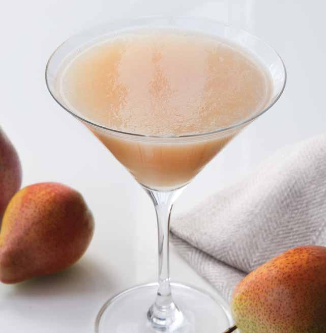 COCKTAILS PEAR GINGER SAKE MARTINI CONTAINER: 72-OUNCE TOTAL CRUSHING PITCHER MAKES: 4 SERVINGS 1 frozen pear, peeled, cored 1 /2 teaspoon grated fresh ginger 2 cups