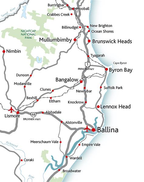 Find us The township of Ballina, located just south of