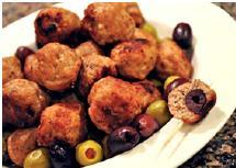 Olive-Stuff Turkey Meatballs Lean, ground turkey paired with Italian seasoning and tender olives, make these meatballs something special.