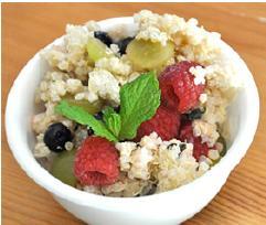 Quinoa Fruit Salad This refreshing summer salad is made with quinoa. Quinoa is a gluten-free, protein-packed seed. It's a complete protein, containing all 9 essential amino acids.