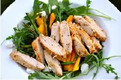 Herb Chicken, Arugula and Mango Salad This recipe takes the concept of chicken salad to a whole new level.