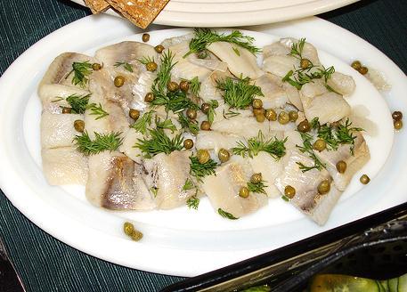 Pickled herring Fish preserved with vinegar and is considered a