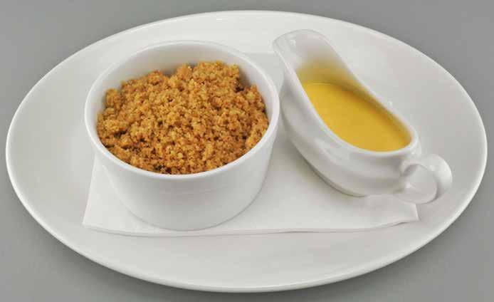 Salted Toffee Apple Crumble You ll need: Oval Plate, Crumble Dish, Napkin & Sauceboat Salted Toffee Apple Fill Crumble Topping (See Sub) Custard 200g 75g 100g 1.
