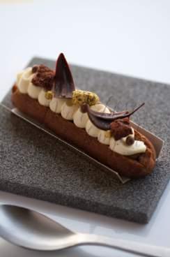 Éclairs Choux pastry, with assorted fillings and creams, with garnishes