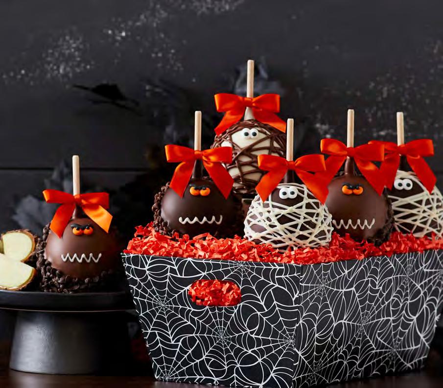 99 Halloween Triple Chocolate Petite Caramel Apple 12-Count Case Individually wrapped to easily hand out as gifts or serve at your Halloween party.