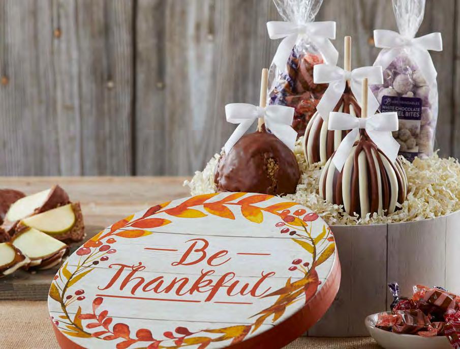 New! Thankful Turkey Jumbo Caramel Apple 2-Pack Gift Two adorable plush turkeys are prepared two ways for your Thanksgiving feast.