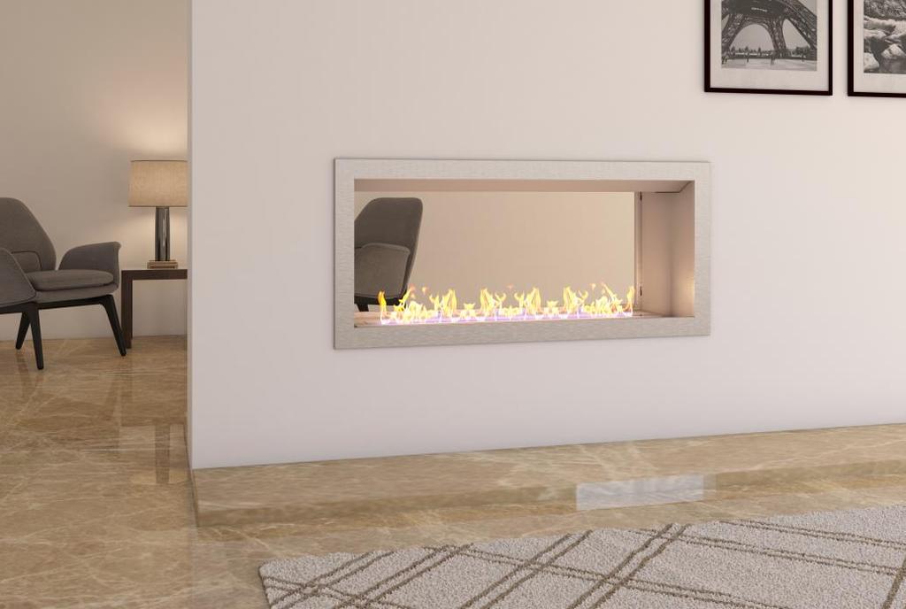 fireplace Flueless technology with flame failure ODS and made in RSA Available in 6 sizes and three fascia