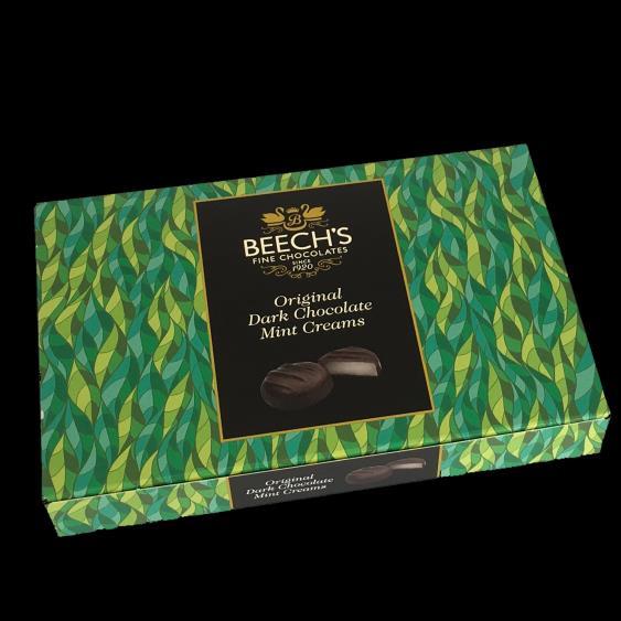 This range is a thicker richer fondant cream than the 90g fondants and are made with natural fruit flavours, natural Black Mitcham Mint Oil and real Coffee in the coffee creams.